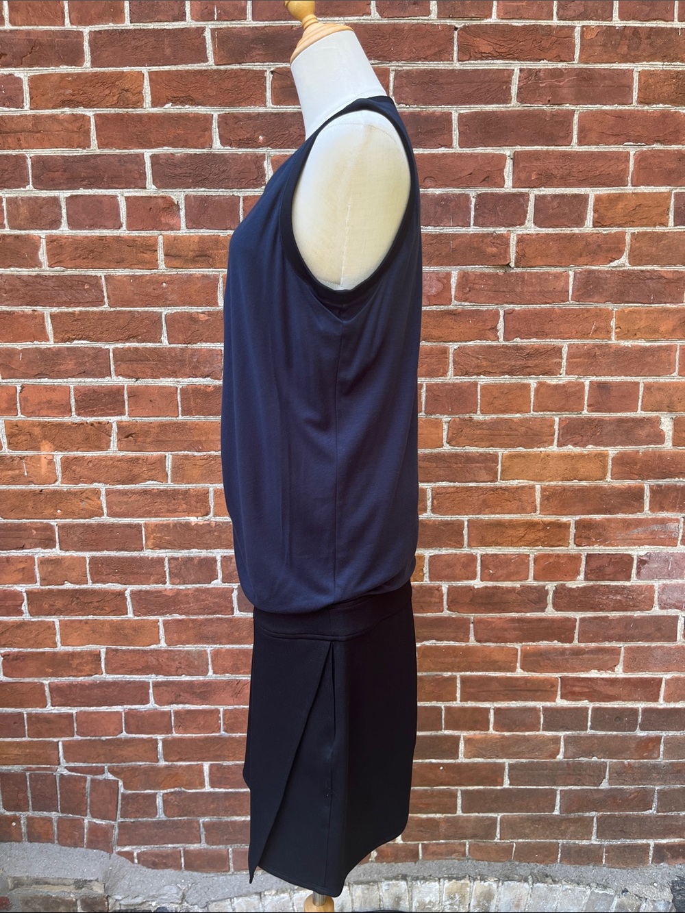 Helmut Lang Two Tone Black Blue Asymmetrical Draped Sleeveless Dress - Picture 2 of 7